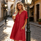 🎉✨HOT SALE🏝️👗Women's V-Neck Tunic Dress – Relaxed Fit, Pockets & Breathable