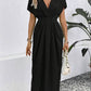 💖HOT SALE🔥✨Clasi Solid Plunging Neck Fold Pleated Detail Dress👗