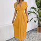 💖HOT SALE🔥✨Clasi Solid Plunging Neck Fold Pleated Detail Dress👗