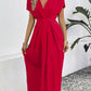 💖HOT SALE🔥✨Clasi Solid Plunging Neck Fold Pleated Detail Dress👗