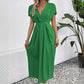 💖HOT SALE🔥✨Clasi Solid Plunging Neck Fold Pleated Detail Dress👗