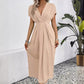 💖HOT SALE🔥✨Clasi Solid Plunging Neck Fold Pleated Detail Dress👗