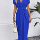 💖HOT SALE🔥✨Clasi Solid Plunging Neck Fold Pleated Detail Dress👗