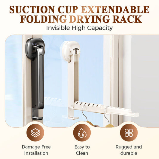 🔥Hot Sale ⚡ LAST DAY SALE ONLY £7.99!! 💥Suction Cup Extendable Folding Drying Rack – No-Drill, Space-Saving, for Bathroom Balcony 👚