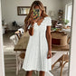 💖LAST DAY SALE ONLY ￡12.99!! 👗Top Pick - V-Neck Eyelet Dress with Scallop Trim – Lightweight & Romantic for Garden Parties or Brunch 🌿