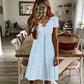 💖LAST DAY SALE ONLY ￡12.99!! 👗Top Pick - V-Neck Eyelet Dress with Scallop Trim – Lightweight & Romantic for Garden Parties or Brunch 🌿