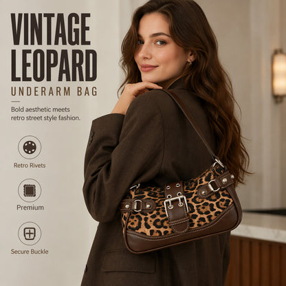 🥳LAST DAY SPECIAL PRICE ￡9.99💞🎁2026 New Arrivals 50% OFF💥Retro Leopard Print Shoulder Bag for Women – Vintage Style Crossbody Handbag with Rivet Accents ✨