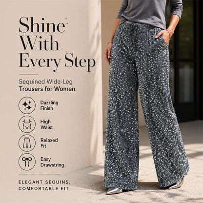 🛍️🍂LAST DAY SALE 70% OFF👍✨Women's Glitter Fashion Adjustable Drawstring Slimming Elastic Waist Straight-Leg Pants-Q