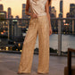 🛍️🍂LAST DAY SALE 70% OFF👍✨Women's Glitter Fashion Adjustable Drawstring Slimming Elastic Waist Straight-Leg Pants-Q