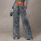 🛍️🍂LAST DAY SALE 70% OFF👍✨Women's Glitter Fashion Adjustable Drawstring Slimming Elastic Waist Straight-Leg Pants-Q