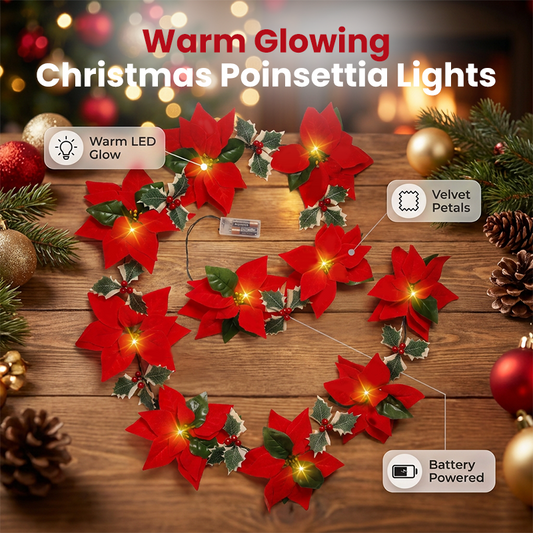🥳2026 HOT SALE🥳💞50K+ SOLD!🔥🏠 50% OFF! ✨Christmas Poinsettia Flower String Lights