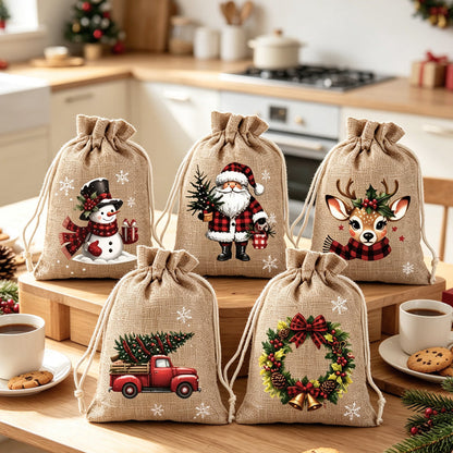 🔥🎁Ready for Christmas!🎅Xmas Sales - 50% OFF🎄Christmas Burlap Gift Bags with Drawstring🎅