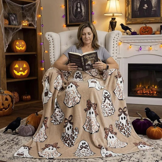 🔥🎁Ready for Halloween!🎃Xmas Sales - 50% OFF👻Halloween Ghost Print Cozy Throw Blanket