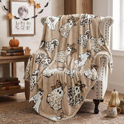 🔥🎁Ready for Halloween!🎃Xmas Sales - 50% OFF👻Halloween Ghost Print Cozy Throw Blanket
