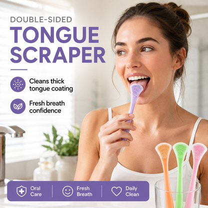 🥳LAST DAY SALE ONLY￡9.99!!💞50K+ SOLD! 🔍Clean Tongue Instantly! No-Gag 3-in-1 Silicone Scraper
