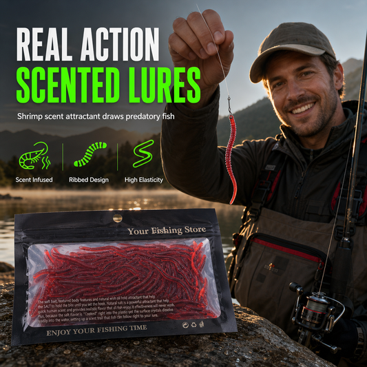 🎉 2026 Sale — Over 25,000 Sold!🎣 Soft Earthworm Lures – Shrimp scent, 100 pack ✨