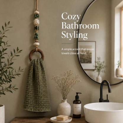 🎉 2026 Sale — Over 25,000 Sold!🏠Decorative Beaded Towel Hanger with Wooden Ring