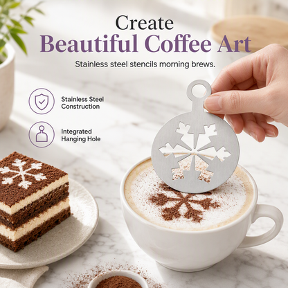 🎉 2026 Sale — Over 25,000 Sold!☕Stainless Steel Coffee Latte Art Stencil Template💥Each only ￡3.99💥