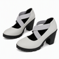 🎁2026 New Arrivals💥50% OFF! 👠Women's Round Toe Crisscross Strap Mary Jane Platform Chunky High Heels-Q
