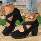 🎁2026 New Arrivals💥50% OFF! 👠Women's Round Toe Crisscross Strap Mary Jane Platform Chunky High Heels-Q