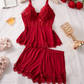 🥳2026 HOT SALE🥳💞50K+ SOLD! 💕✨ 50% OFF! Lace Trimmed V-Neck Camisole & Shorts Sleepwear Set-Q