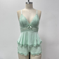 🥳2026 HOT SALE🥳💞50K+ SOLD! 💕✨ 50% OFF! Lace Trimmed V-Neck Camisole & Shorts Sleepwear Set-Q