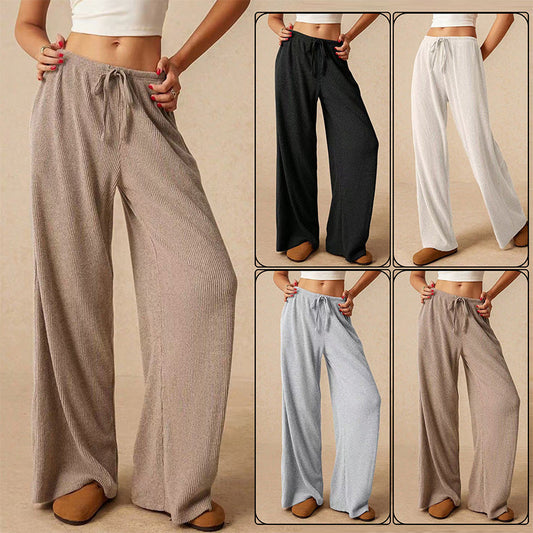 🎁2026 New Arrivals💥Last Day Sale 50% Off💃 Women’s Casual Soft Wide-Leg Pants With Drawstring-Q