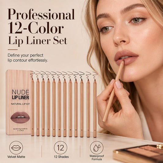 🥳2026 HOT SALE🥳💞50K+ SOLD! 💕✨ 50% OFF!💄12-Shade Matte Lip Liner Set for Defined Everyday Looks