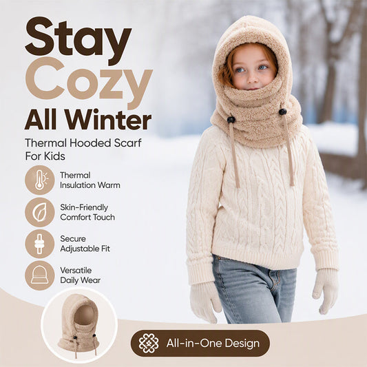 🖤Black Friday Hot Sale 50% OFF♟️Kids Fleece Balaclava Hat, Windproof Thermal One Piece Hood Scarf, Adjustable Drawstring Full Face Neck Warmer for Boys Girls, Winter Outdoor Ski Cycling Hat-B