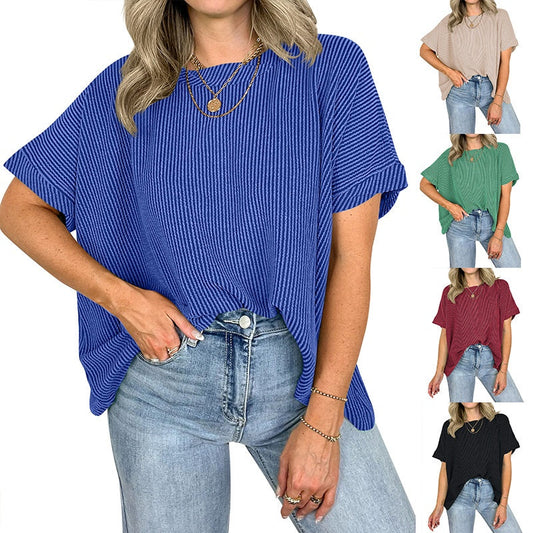 🎁2026 New Arrivals💥Last Day Sale 50% Off💃Women’s Cozy Ribbed Oversized T-Shirt-Q