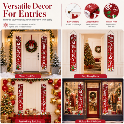 🎅Ready for Christmas!🌟 Shopping Frenzy: Entire Store 50% OFF!💖Christmas and Halloween Door Couplet Banners Oxford Cloth Hanging Flags Door Curtain 30x180cm