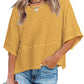 ⏳LAST DAY SALE ONLY ￡11.99!!🔥🌸Women's Solid Color Splicing Loose Five Points Flare Sleeve T-Shirt